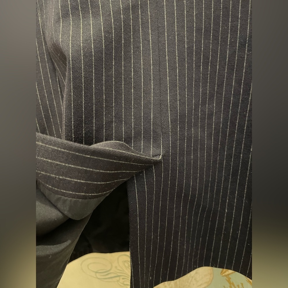 Ann Taylor Loft Navy Blue Pinstriped Gray Blazer Suit Jacket Womens 8P Vented - Picture 5 of 9